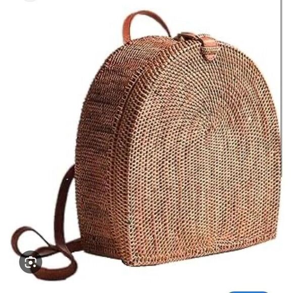 Crabtree & Evelyn wicker/wood backpack purse pocketbook’ shoulder bag purse nwt - Picture 2 of 7